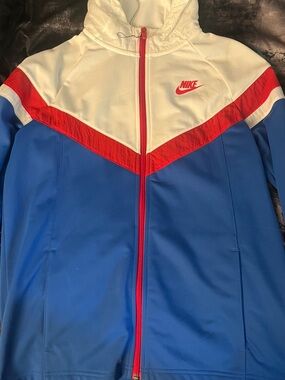 Nike Blue, White & Red Chevron Zip Hoodie